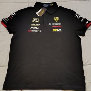 Polo Ralph Lauren RL Racing Motorsport Polo Black Custom Slim Fit Size Large NWT